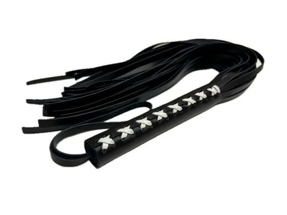 Кожаная плеть sex game с плетением на рукояти - 57 см.