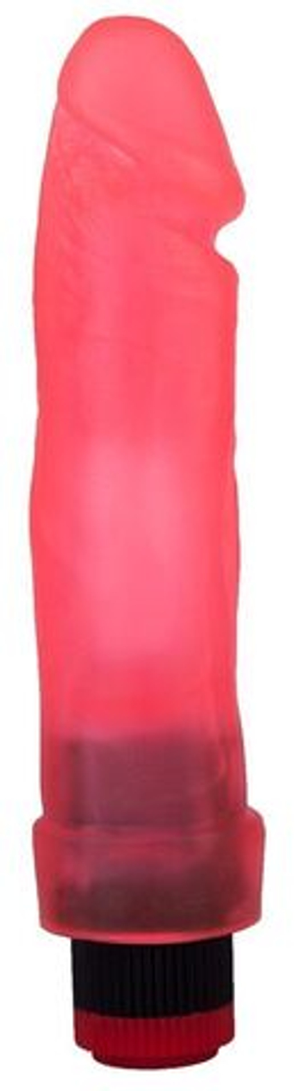Розовый гелевый виброфаллос без мошонки - 20,5 см.