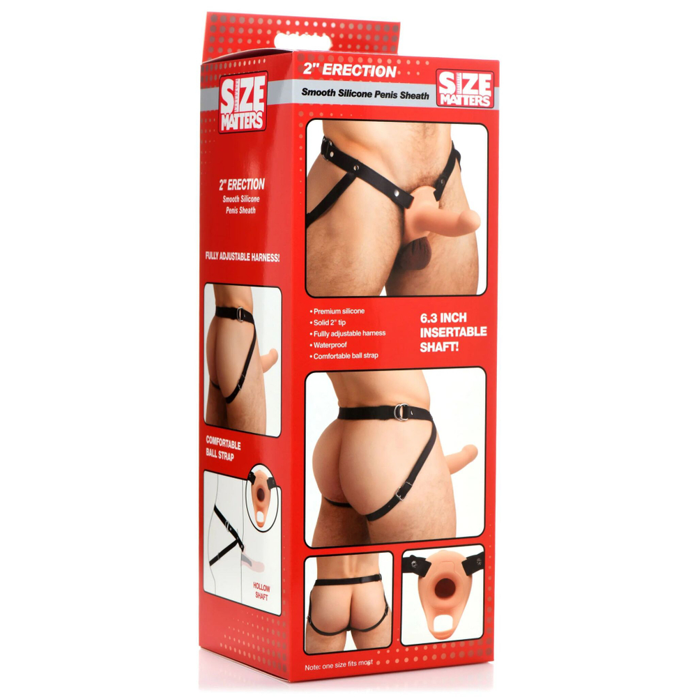 Полый страпон с вибрацией 2’’ erection 28x smooth vibrating silicone penis sheath
