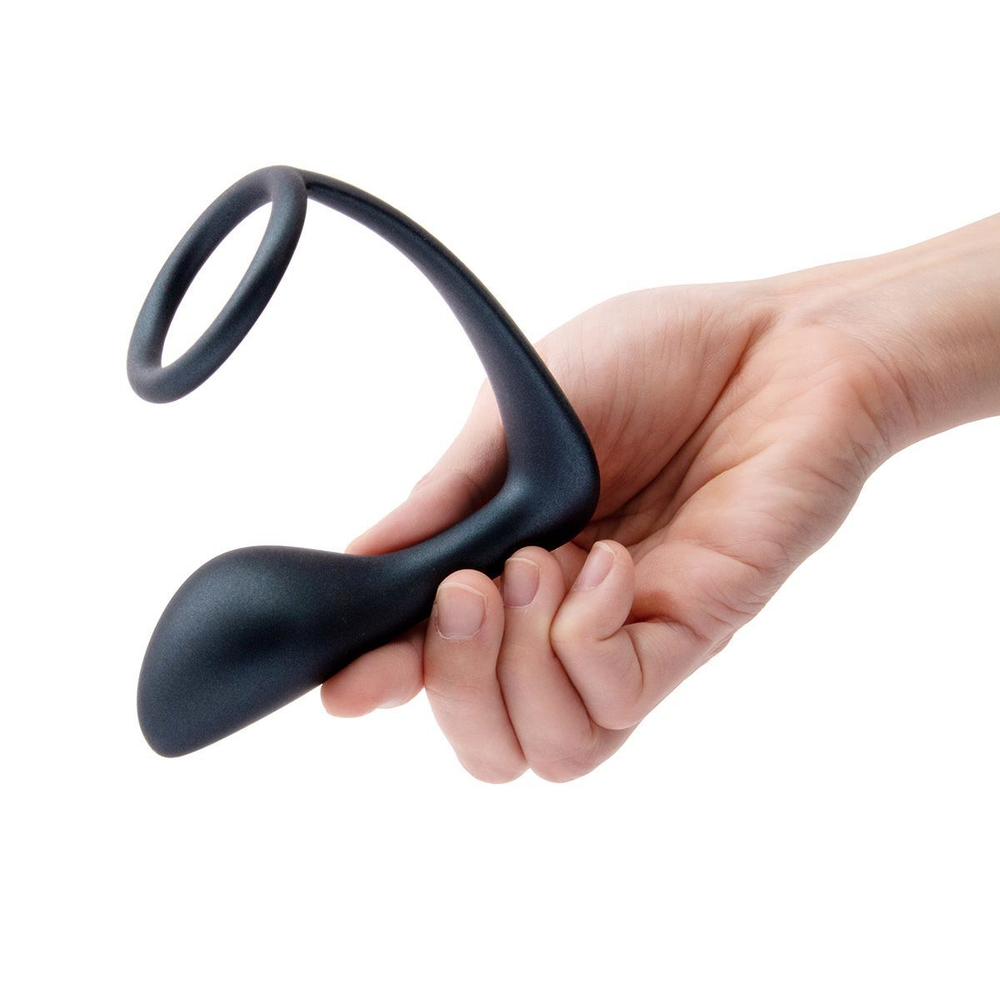 Черное эрекционное кольцо со стимулятором простаты ringer cock ring & plug