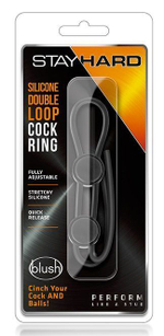 Черное двойное эрекционное лассо silicone double loop cock ring
