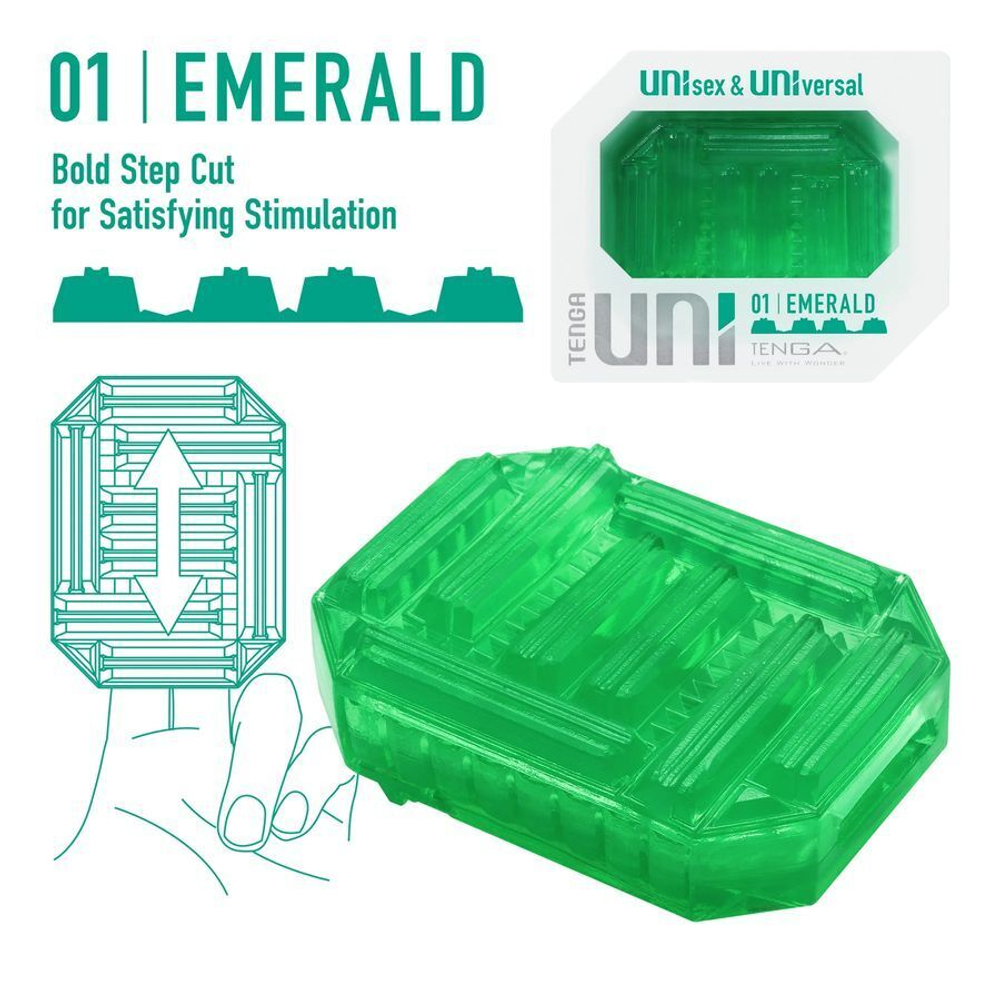 Зеленый мастурбатор-стимулятор tenga uni emerald