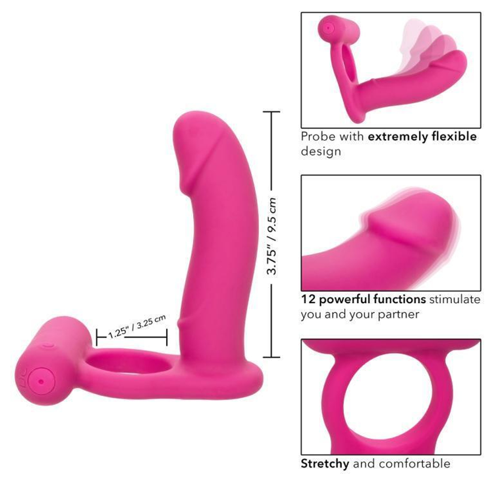 Розовая насадка для двойного проникновения silicone rechargeable double diver