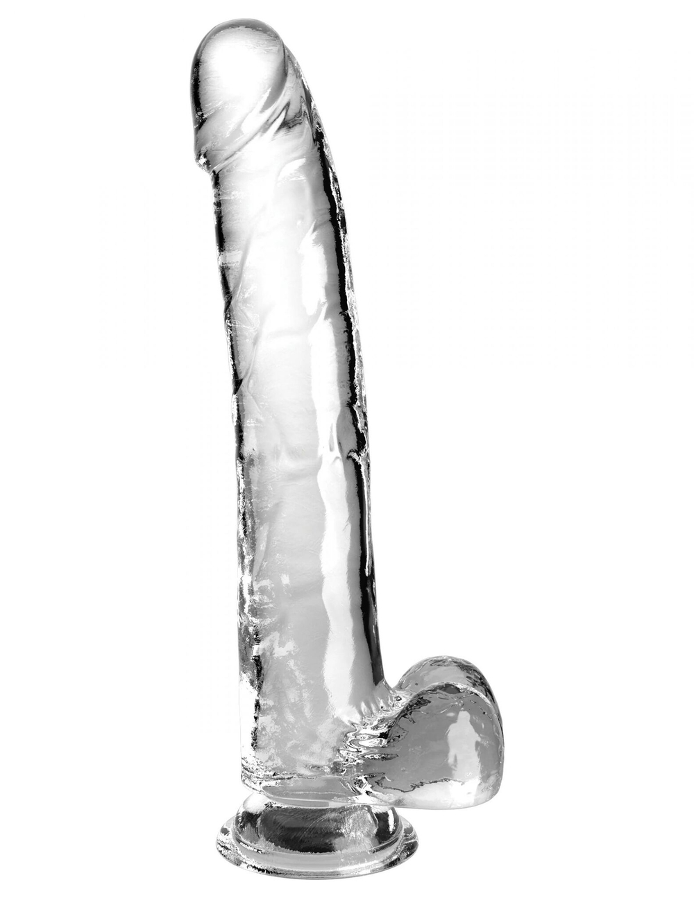 Прозрачный фаллоимитатор с мошонкой на присоске 11’’ cock with balls - 30,5 см.