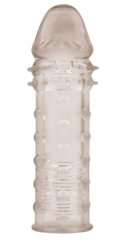 Дымчатая удлиняющая насадка на пенис extra texture sleeve - 16,2 см.