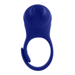 Синее эрекционное виброкольцо с клиторальной подушечкой и пультом ДУ Adjustable Fun Ring