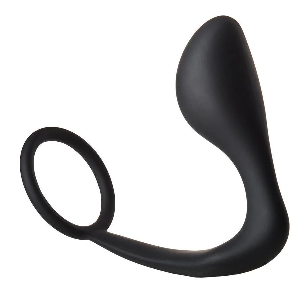 Черное эрекционное кольцо с анальной пробкой anal plug with cockring