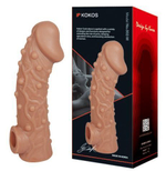 Телесная насадка на фаллос с отверстием для мошонки cock sleeve 002 size m - 15,6 см.
