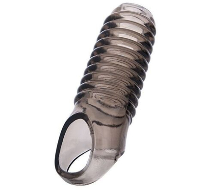 Дымчатая насадка с рёбрышками и подхватом мошонки toyfa xlover - 12,5 см.