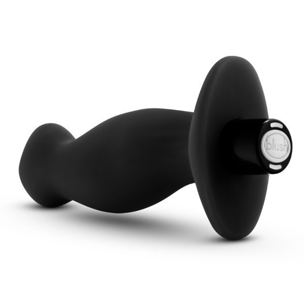 Черный анальный вибромассажёр silicone vibrating prostate massager 02 - 10,8 см.