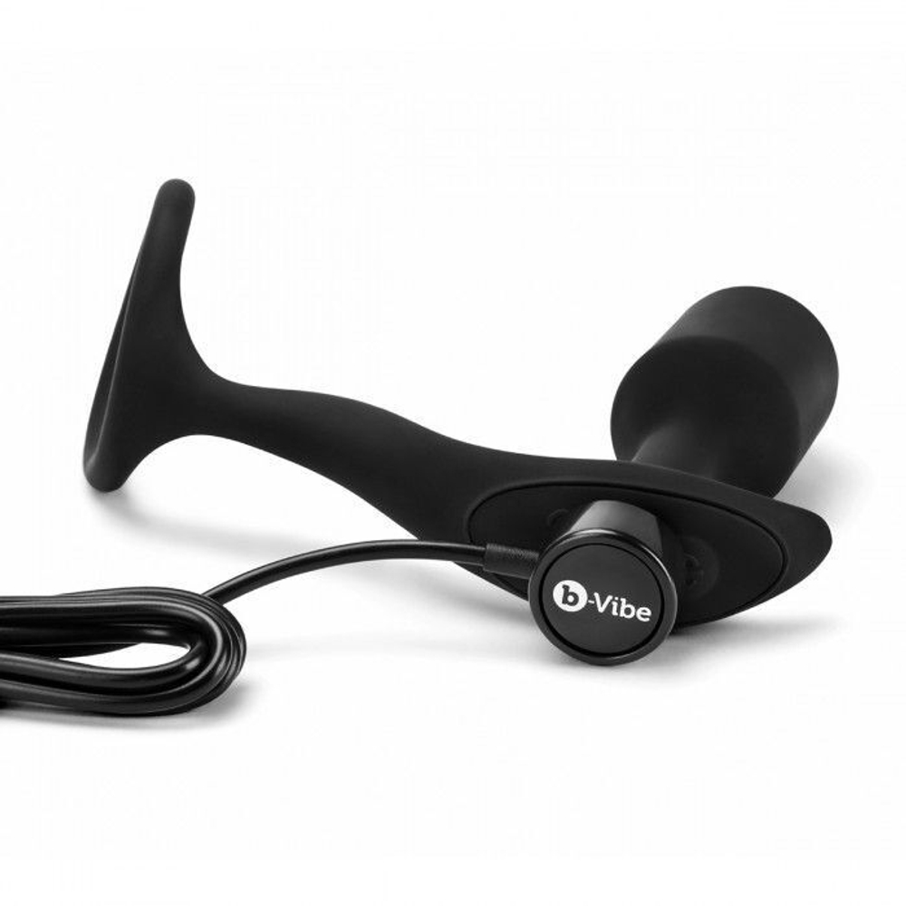 Черная анальная вибропробка с эрекционным кольцом Vibrating Snug & Tug