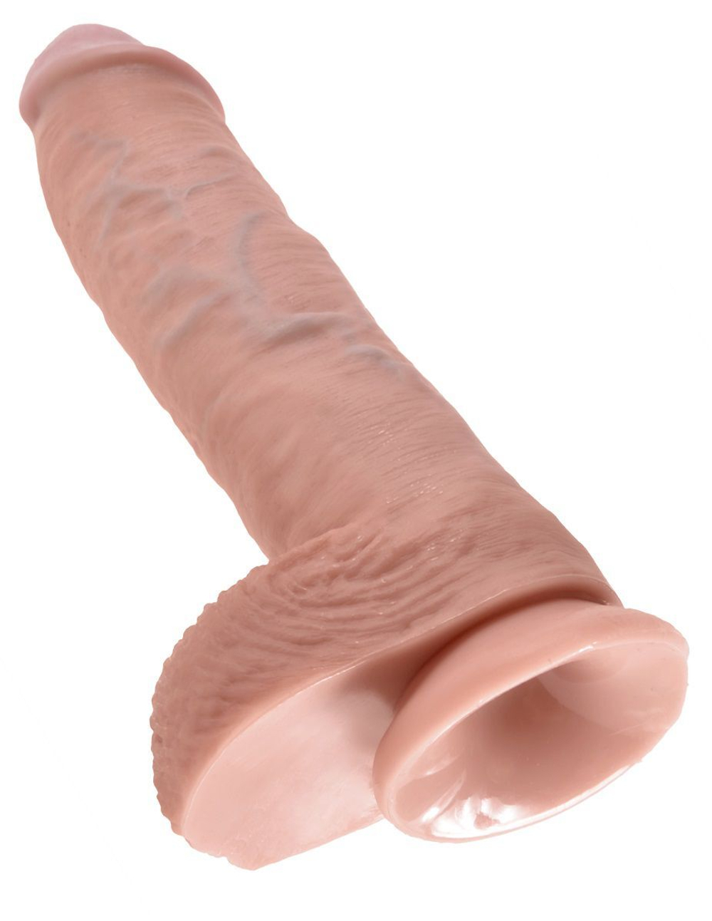 Большой фаллоимитатор с мошонкой 10  cock with balls на присоске - 25,4 см.