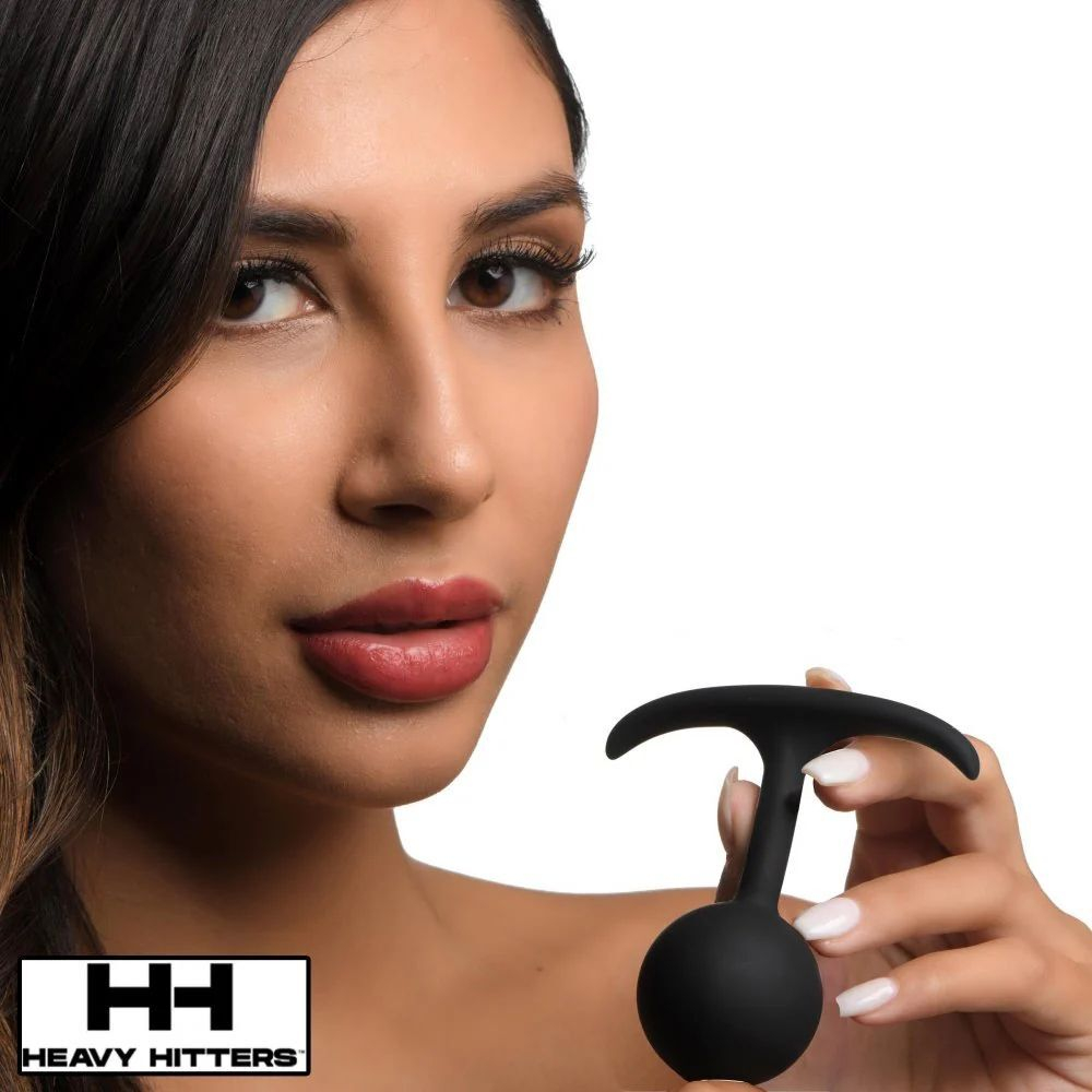 Черная анальная пробка с утяжелением premium silicone  weighted round plug