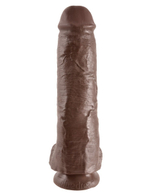 Коричневый фаллоимитатор-гигант на присоске 11  cock with balls - 28 см.