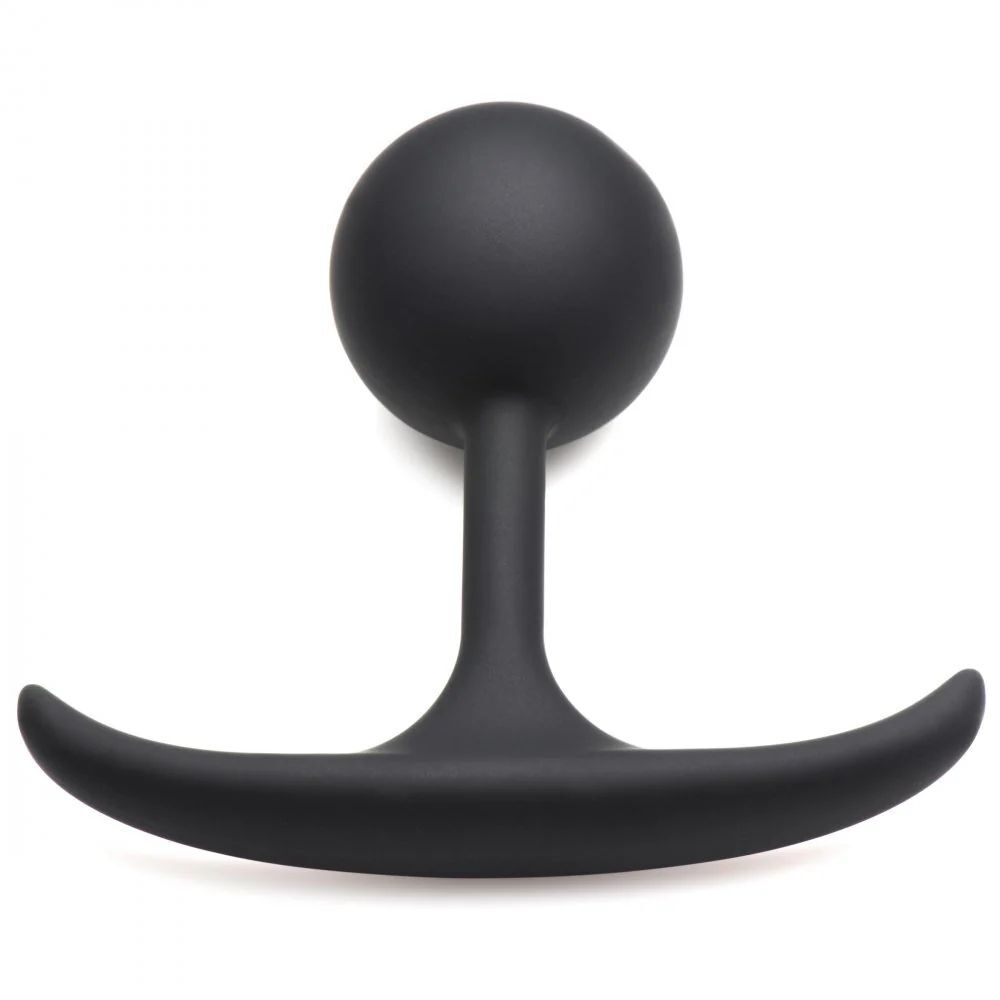 Черная анальная пробка с утяжелением premium silicone  weighted round plug