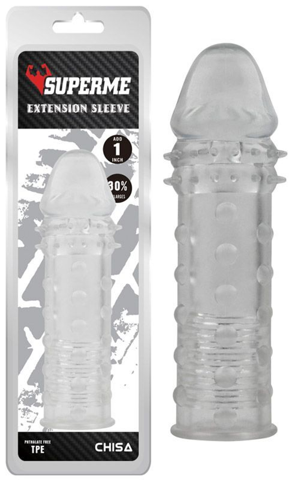 Прозрачная реалистичная насадка на пенис extra texture sleeve - 16,2 см.