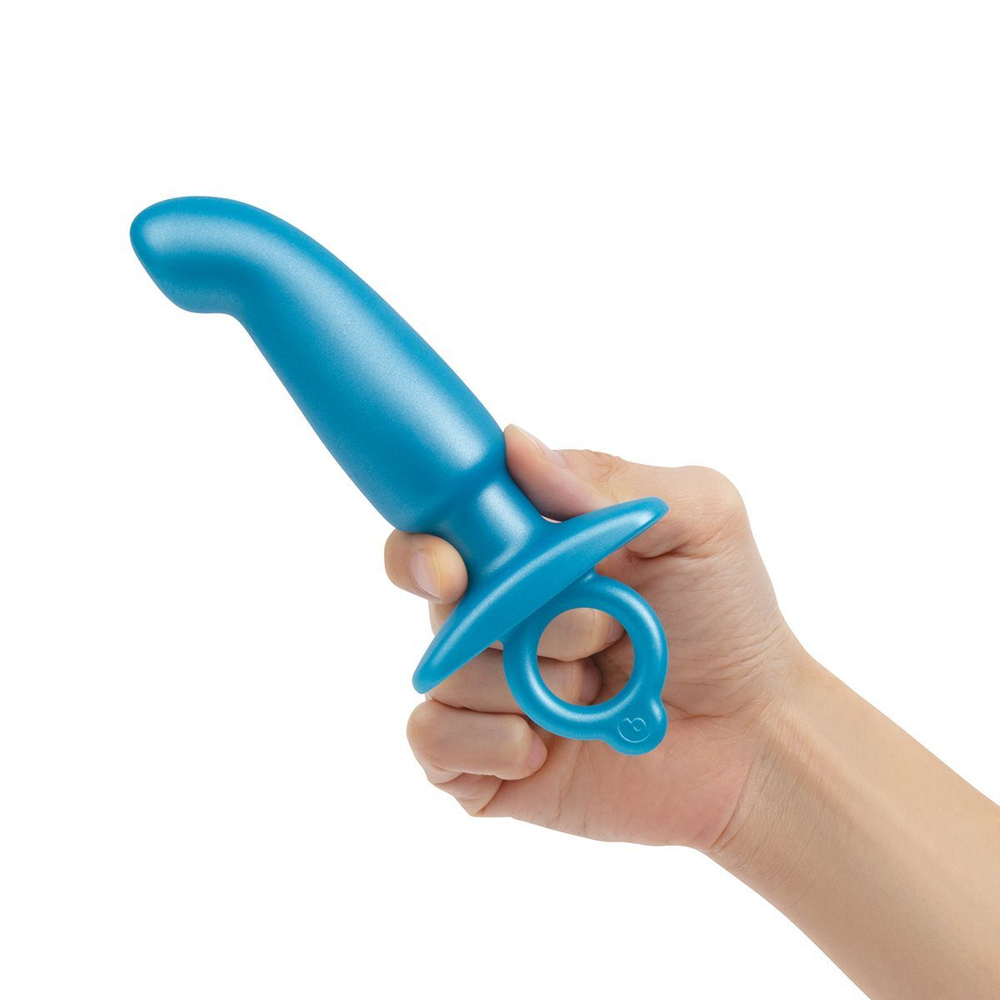 Голубая анальная пробка для массажа простаты hither silicone prostate plug - 14,3 см.