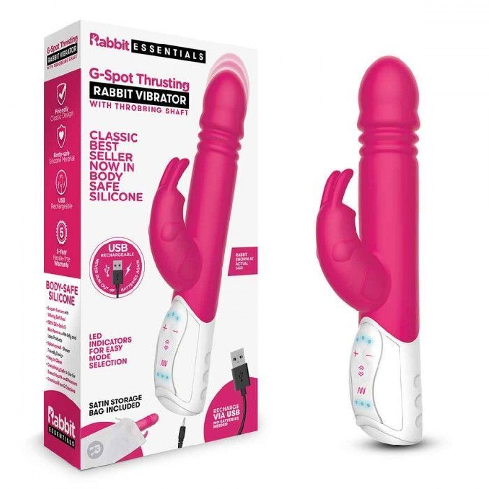 Пульсирующий вибромассажер G-Spot Thrusting Rabbit - 24 см.
