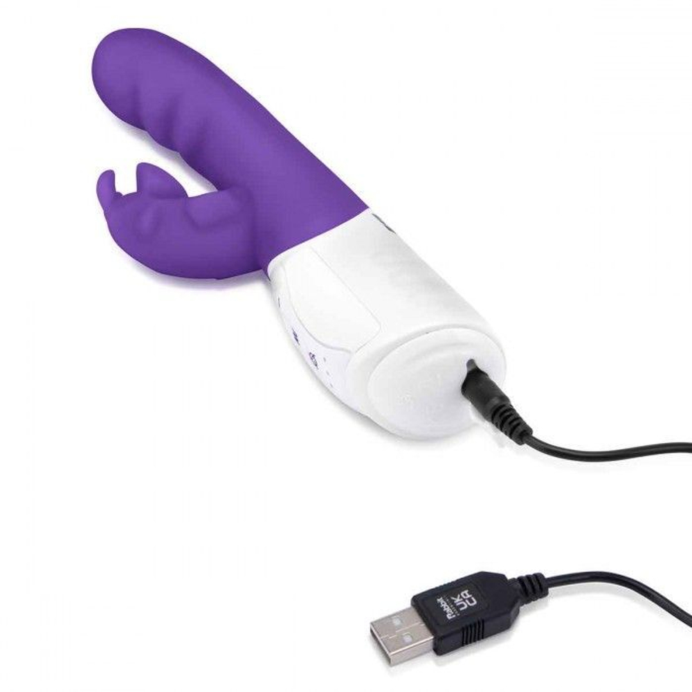 Фиолетовый вибромассажер с клиторальной стимуляцией clitoral suction rabbit - 24,5 см.