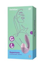 Сиреневый вибратор с вакуумным стимулятором supernova - 16,9 см.