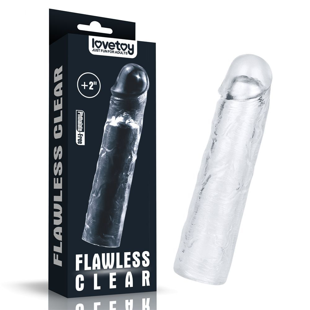 Прозрачная насадка-удлинитель flawless clear penis sleeve add 2 - 19 см.