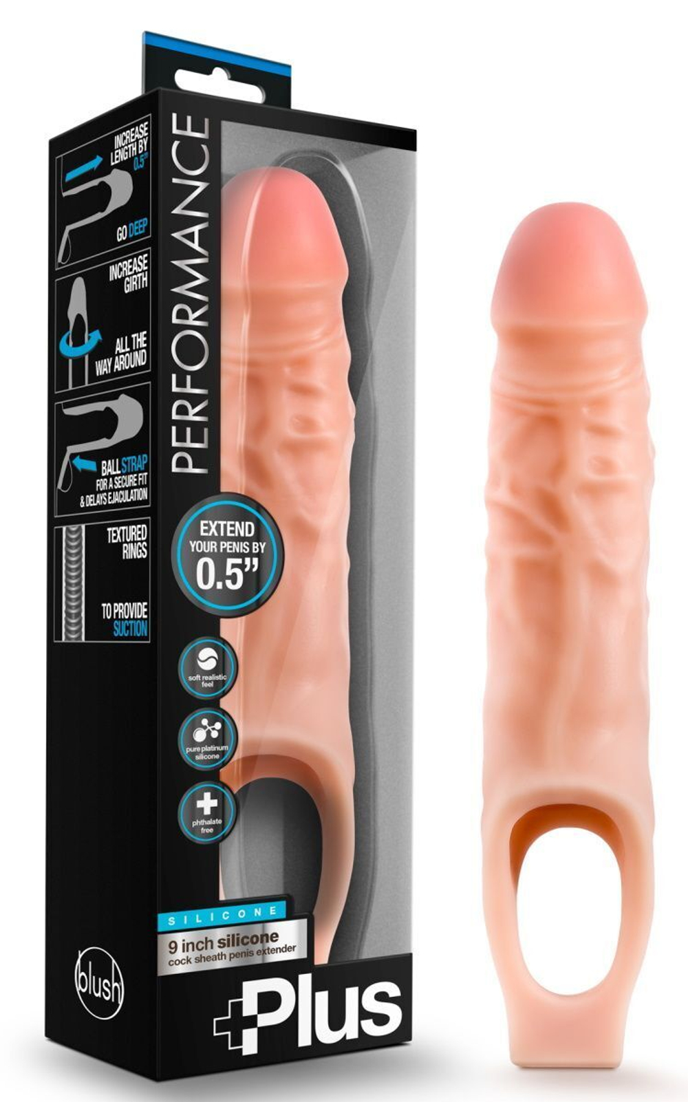 Телесный реалистичный фаллоудлинитель 9 inch silicone cock sheath penis extender - 22,86 см.