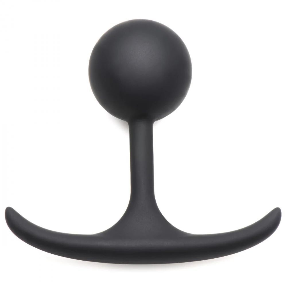 Черная анальная пробка с утяжелением premium silicone  weighted round plug