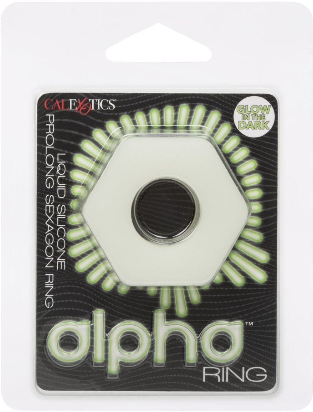 Белое люминесцентное эрекционное кольцо glow-in-the-dark liquid silicone prolong sexagon ring