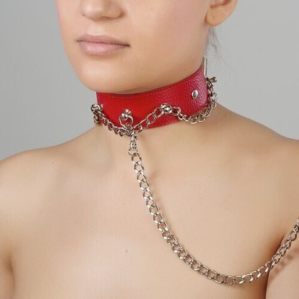 Ошейник из натуральной кожи с цепью