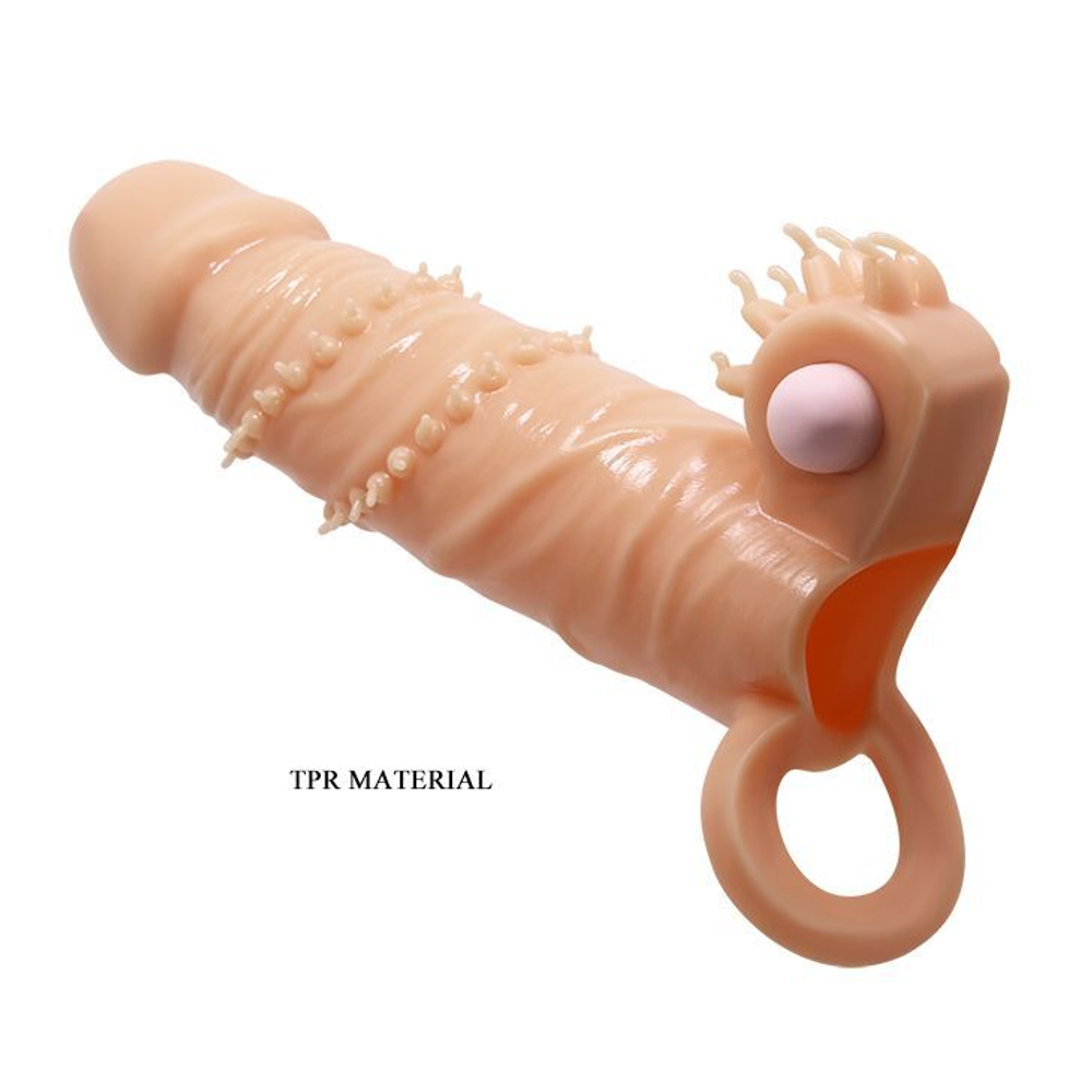 Телесная удлиняющая вибронасадка penis sleeve connor - 17 см.