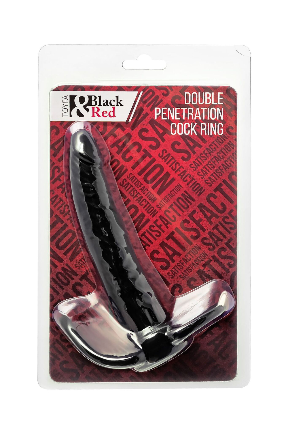 Насадка на пенис для двойного проникновения black&red - 16,5 см.