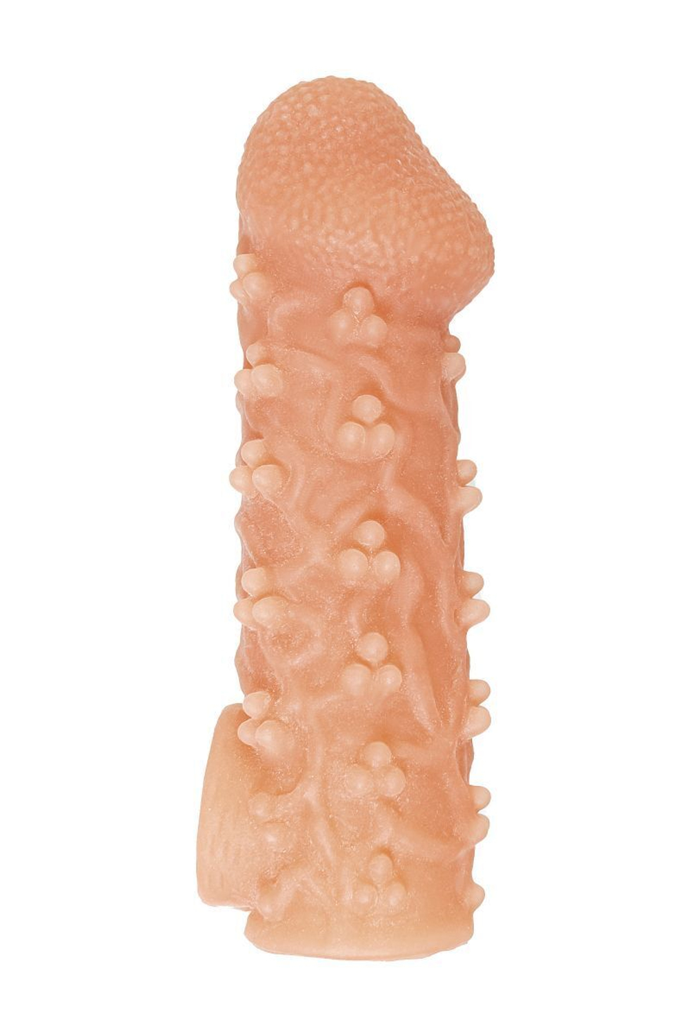 Телесная закрытая насадка с пучками шишечек cock sleeve 009 size s - 13,8 см.