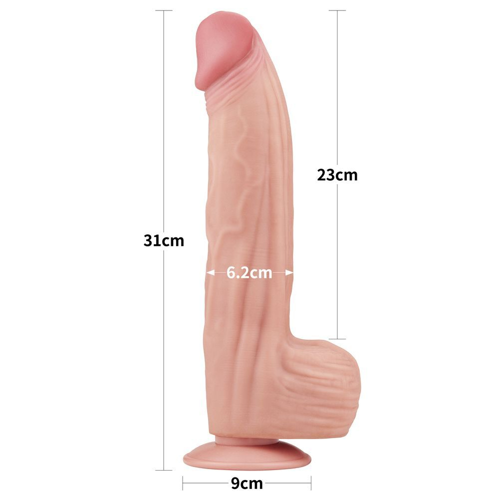 Телесный фаллоимитатор 12 king sized sliding skin dual layer dong - 31 см.