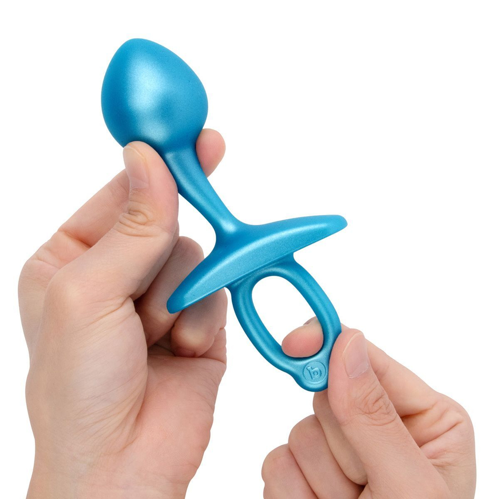Голубая анальная пробка для массажа простаты bulb silicone prostate plug - 10,7 см.