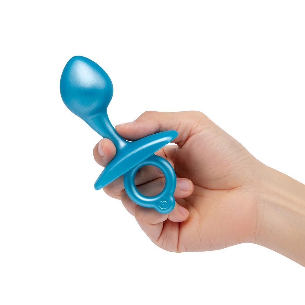 Голубая анальная пробка для массажа простаты bulb silicone prostate plug - 10,7 см.