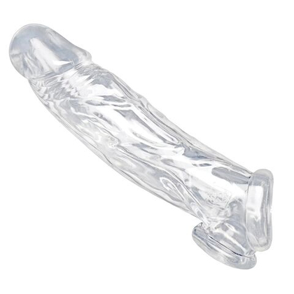 Прозрачная насадка для увеличения члена realistic clear penis enhancer and ball stretcher - 20,3 см.