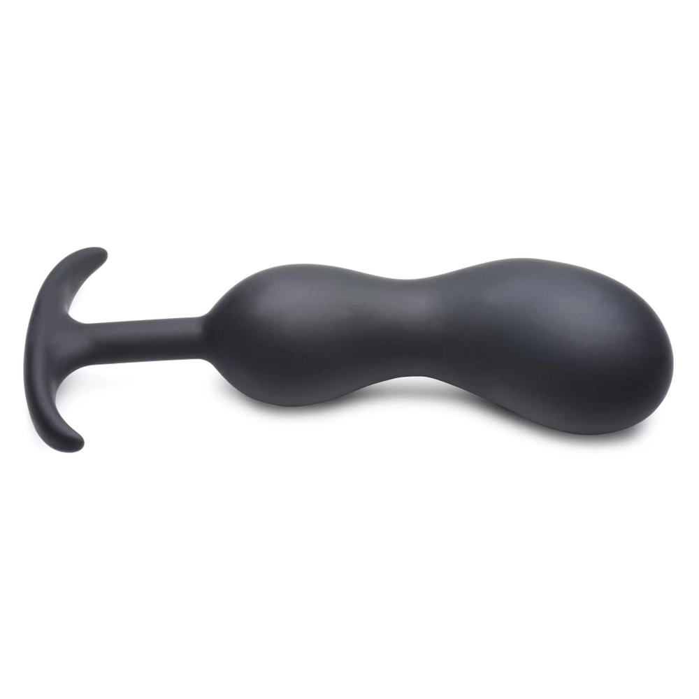 Черный массажер простаты с утяжелителями premium silicone weighted prostate plug