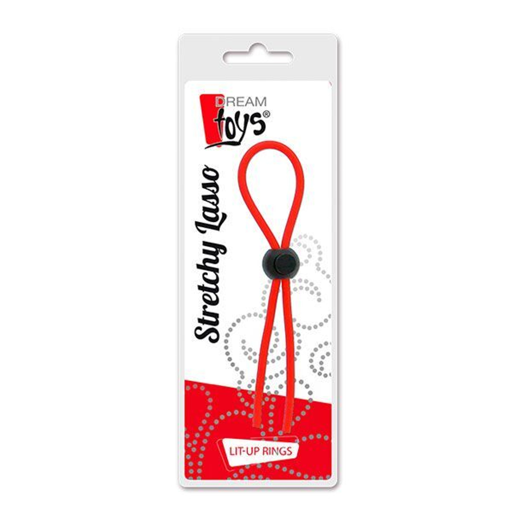 Красное эрекционное лассо с одной бусиной-утяжкой stretchy thin lasso
