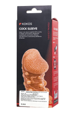Телесная закрытая насадка с шариками cock sleeve 010 size l - 17,6 см.