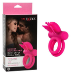 Розовое эрекционное виброкольцо silicone rechargeable dual butterfly ring