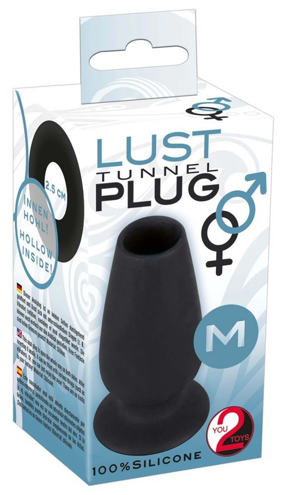 Чёрная анальная пробка-тоннель Lust Tunnel M - 10 см