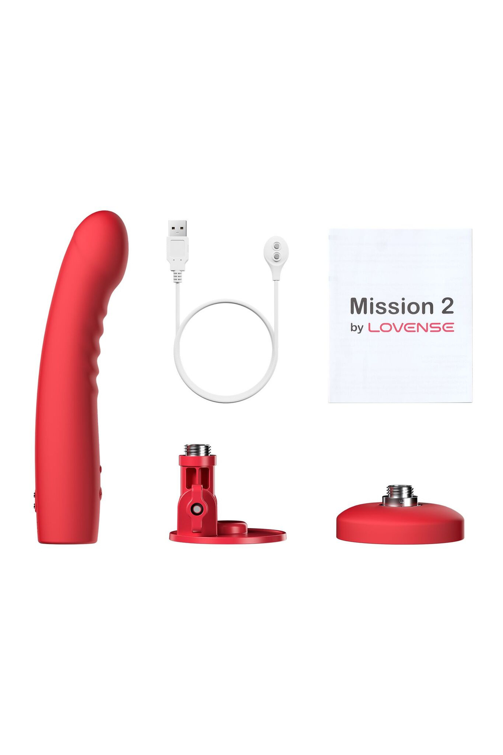 Красный вибратор mission 2 с технологией touch-sense - 20 см.