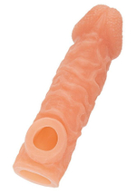 Телесная закрытая насадка с шершавой головкой cock sleeve 007 size l - 17,6 см.