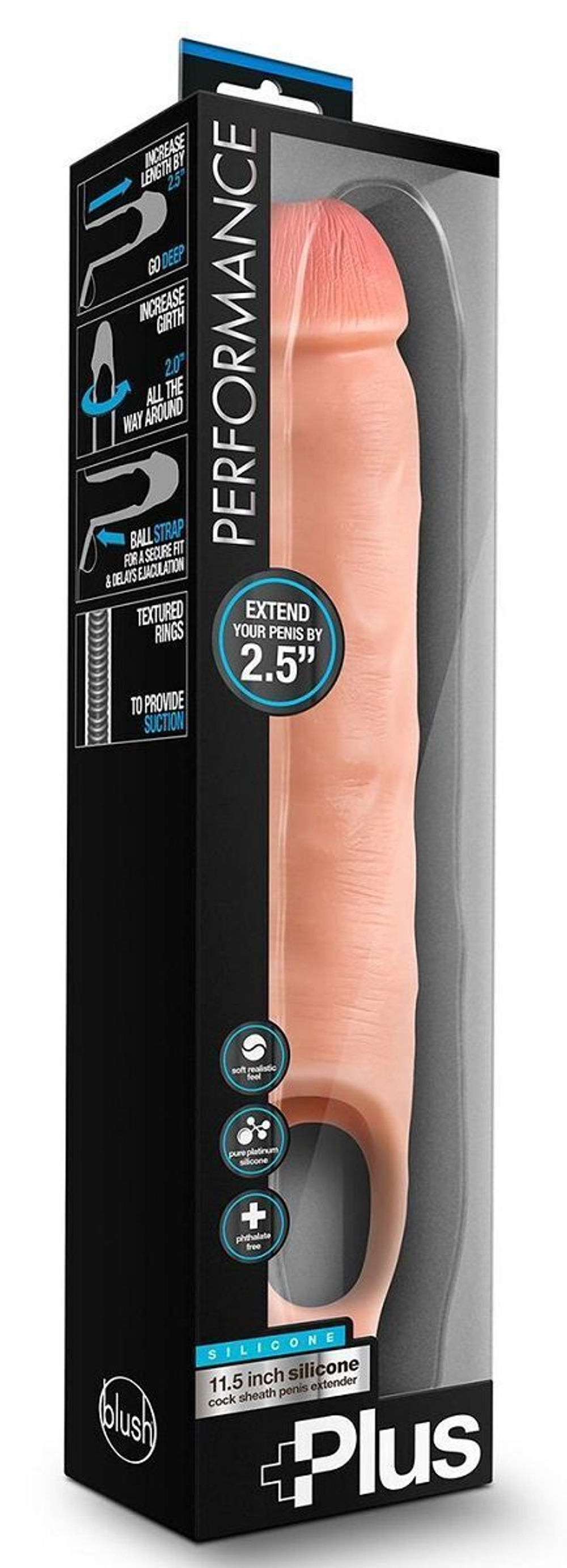 Телесная насадка-удлинитель 11.5 inch silicone cock sheath penis extender - 29,2 см.