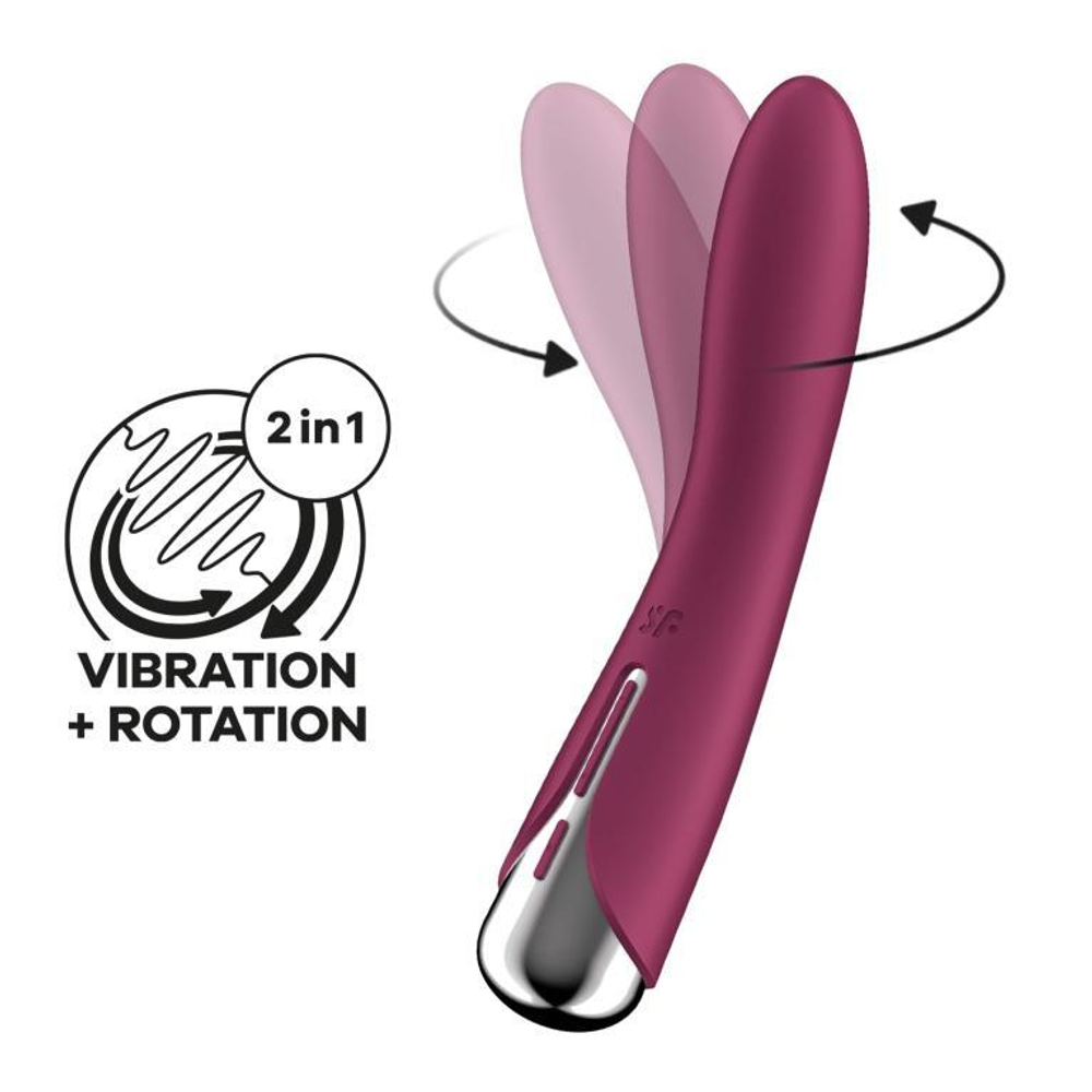 Малиновый вибратор-ротатор spinning vibe 1 - 18 см.