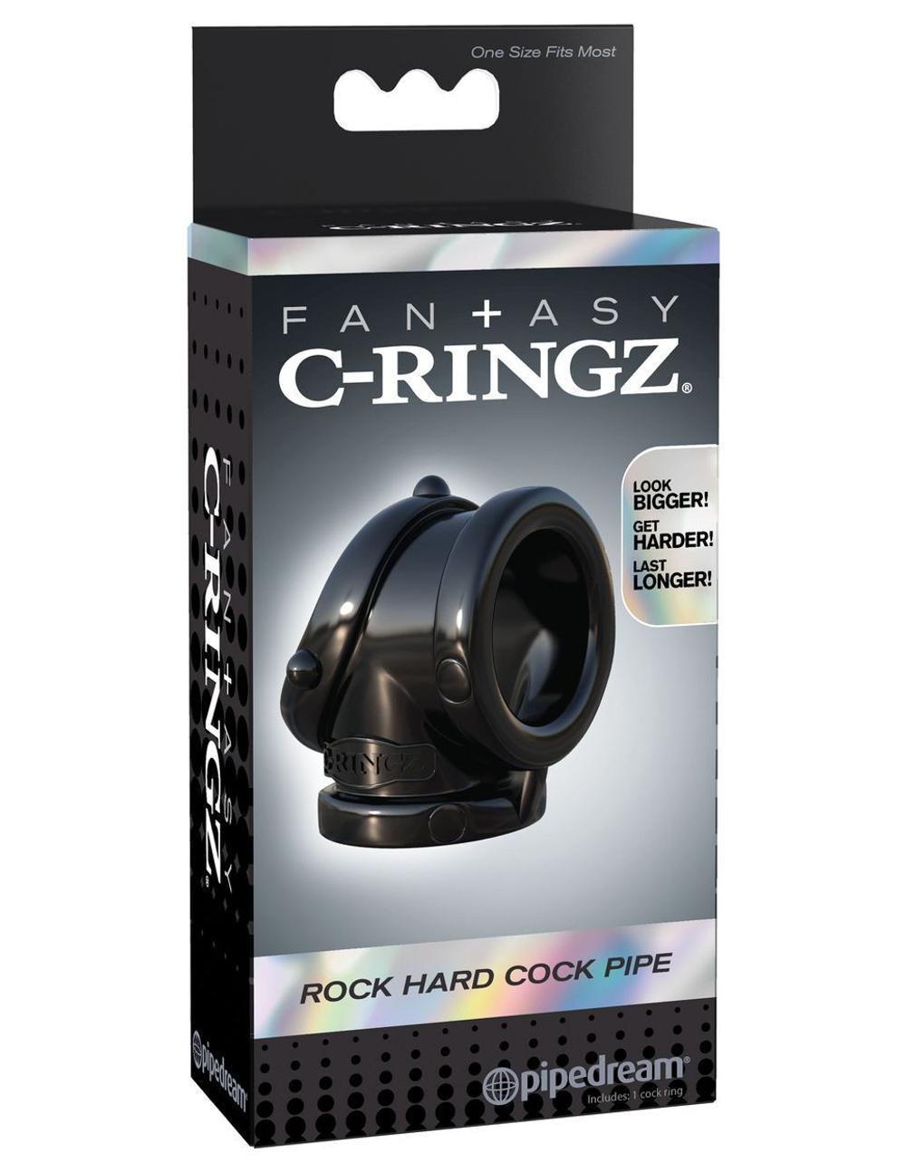 Черное эрекционное кольцо rock hard cock pipe
