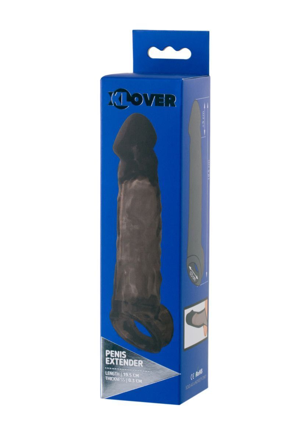 Чёрная насадка на пенис xlover c подхватом - 19,5 см.