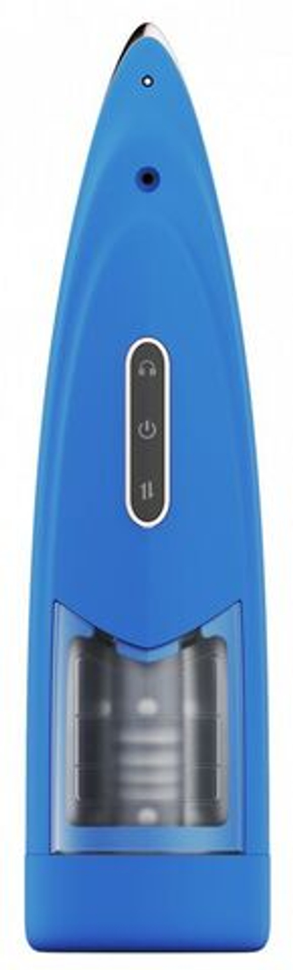 Синий мастурбатор с ротацией и аудиосопровождением