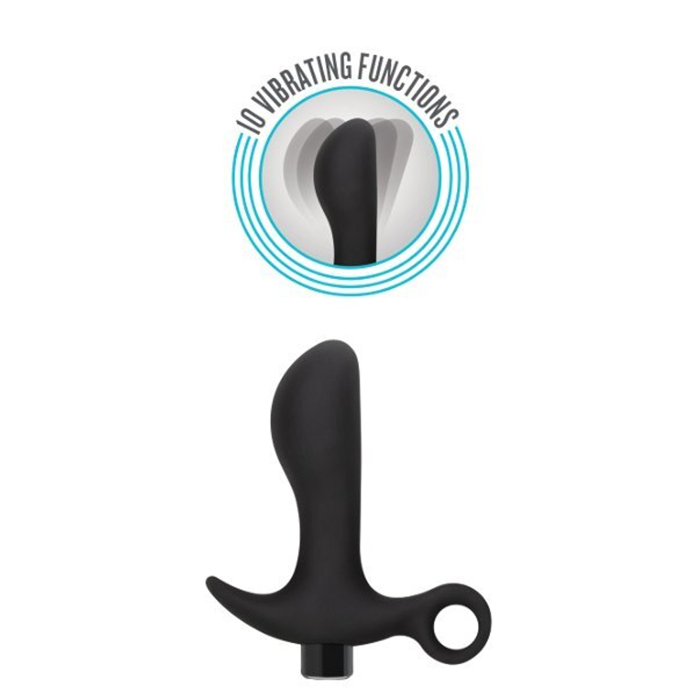Черный анальный вибратор silicone vibrating prostate massager 01 - 10,8 см.
