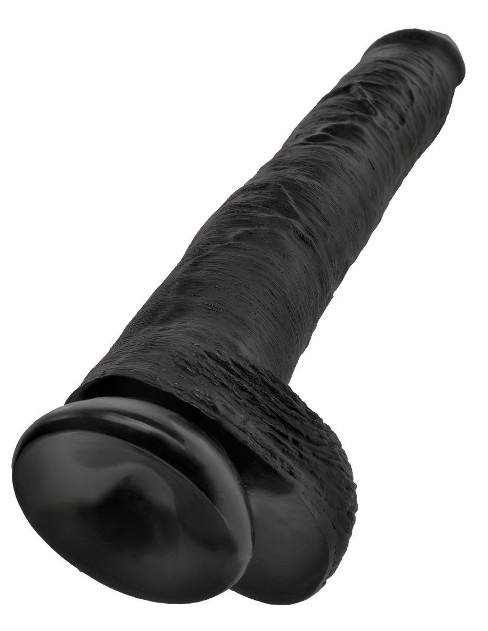 Чёрный фаллоимитатор-гигант 14  cock with balls - 37,5 см.